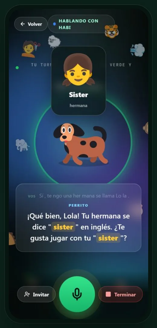 Habláh Kids: Habi le habla al chico y aparece la palabra sister, hermana